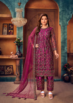 Thumbnail for Monjolika Fashion Purple Color Trendy Designer Net Pakistani Salwar Kameez
