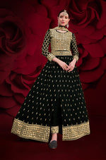 Thumbnail for Monjolika Fashion Black Color Georgette Festival Anarkali Salwar Suit