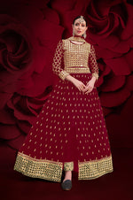 Thumbnail for Monjolika Fashion Red Color Georgette Festival Anarkali Salwar Suit