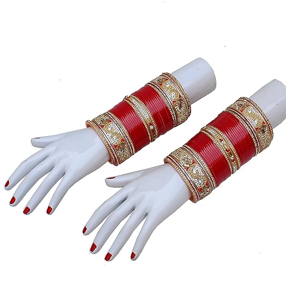 Tehzeeb Creations Bangle Set for Women (Red) - Distacart