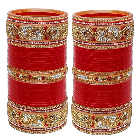 Tehzeeb Creations Bangle Set for Women (Red)