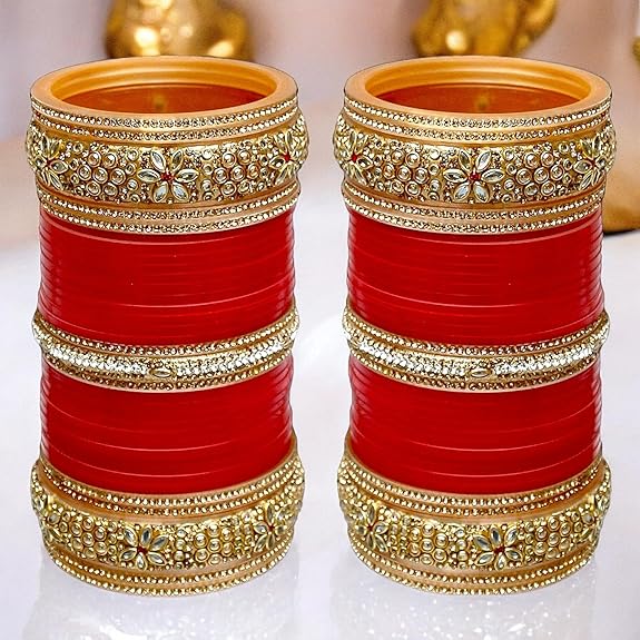Tehzeeb Creations Bridal Bangle Set Red Designer Chura Punjabi Choora Fashion Jewellery Chuda Set - Distacart