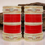 Thumbnail for Tehzeeb Creations Bridal Bangle Set Red Designer Chura Wedding Punjabi Choora Fashion Jewellery Chuda Set for Women - Distacart
