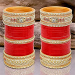 Thumbnail for Tehzeeb Creations Bridal Bangle Set Red Designer Chura Wedding Punjabi Choora Fashion Jewellery Chuda Set for Women - Distacart