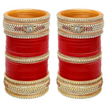 Thumbnail for Tehzeeb Creations Bridal Bangle Set Red Designer Chura Wedding Punjabi Choora Fashion Jewellery Chuda Set for Women - Distacart