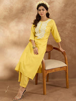 Thumbnail for Indo Era Women Ethnic Motifs Embroidered Regular Thread Work Kurta with Trousers