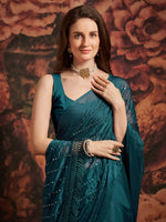 Thumbnail for Anouk Sequin Embellished Pure Georgette Saree - Distacart