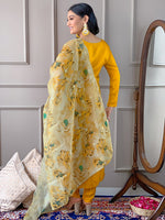 Thumbnail for The52 Gorgeous Embroidered Viscose Fabric Straight Kurta, Pant and Dupatta Set
