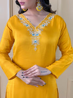 Thumbnail for The52 Gorgeous Embroidered Viscose Fabric Straight Kurta, Pant and Dupatta Set