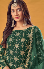 Thumbnail for Monjolika Fashion Green Embroidered Palazzo Salwar Suit