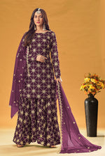 Thumbnail for Monjolika Fashion Purple Embroidered Palazzo Salwar Suit