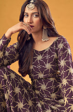 Thumbnail for Monjolika Fashion Purple Embroidered Palazzo Salwar Suit