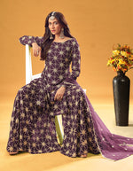 Thumbnail for Monjolika Fashion Purple Embroidered Palazzo Salwar Suit