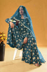 Thumbnail for Monjolika Fashion Teal Embroidered Palazzo Salwar Suit