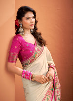 Thumbnail for Anaita Beige Silk Zari Weaving With Classic Patola Saree With Blouse - Distacart