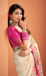 Thumbnail for Anaita Beige Silk Zari Weaving With Classic Patola Saree With Blouse - Distacart