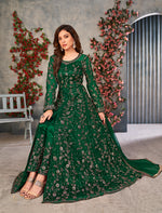 Thumbnail for Monjolika Fashion Green Color Net Embroidered Anarkali Salwar Suit
