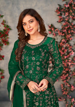Thumbnail for Monjolika Fashion Green Color Net Embroidered Anarkali Salwar Suit
