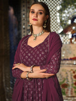 Thumbnail for Monjolika Fashion Purple Color Georgette Anarkali Lehenga Style Suit