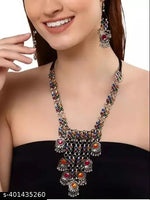Thumbnail for Tehzeeb Creations Women's Multi Colour Meenakari Oxidised Necklace Set - Distacart