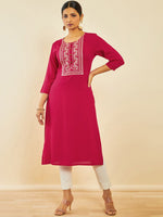 Thumbnail for Soch Floral Yoke Design Gotta Patti Straight Kurta - Distacart