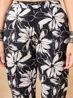 Thumbnail for Anouk Black Floral Printed Straight Pure Cotton Kurta with Trousers