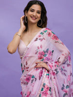 Thumbnail for Anouk Floral Sequinned Pure Chiffon Saree - Distacart