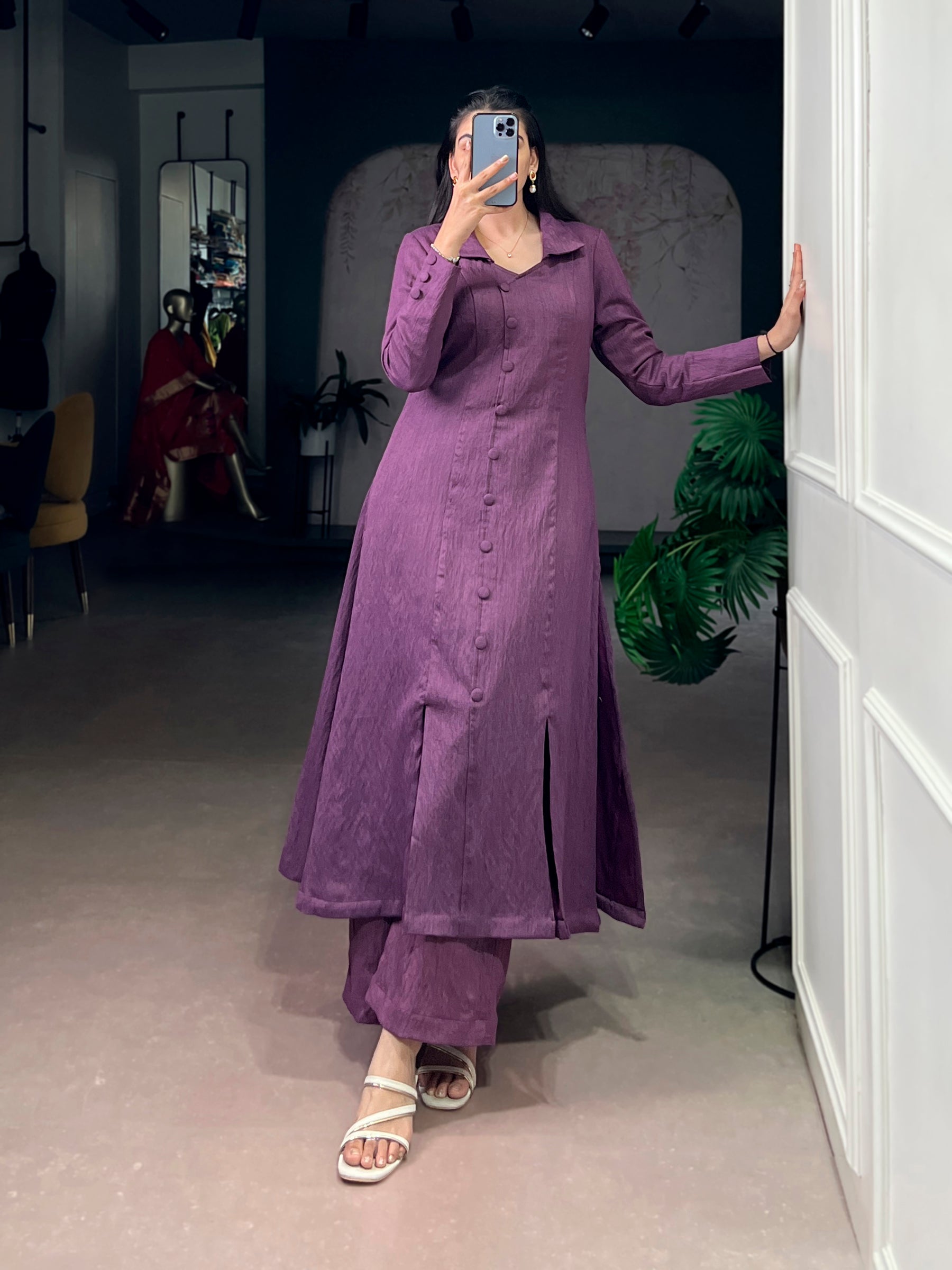 Lorenvalley Fashion Purple Soft N.V Herry Fabric With A Refined Plain Finish Designed Straight Cut Suit - Distacart