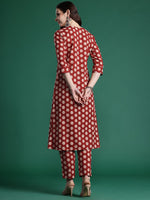 Thumbnail for Indo Era Women Printed Pleated Pure Cotton Kurta with Trousers