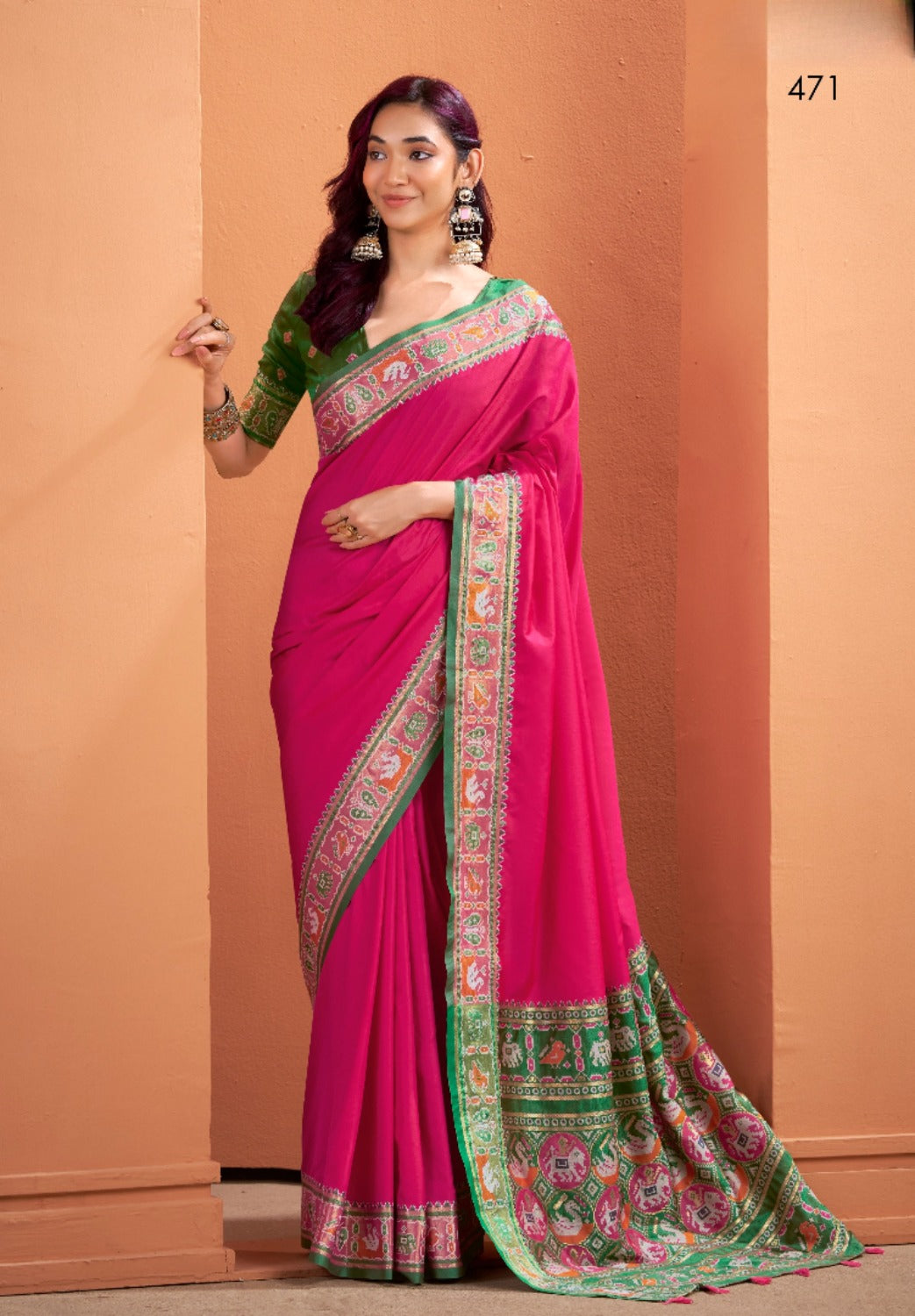 Anaita Magenta Silk Zari Weaving With Classic Patola Saree With Blouse - Distacart