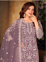 Thumbnail for Monjolika Fashion Lavender Color Net Embroidered Salwar Kameez