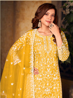 Thumbnail for Monjolika Fashion Yellow Color Net Embroidered Salwar Kameez
