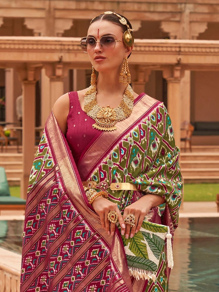 Anouk Ethnic Motifs Woven Design Zari Silk Blend Patola Saree - Distacart