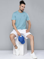 Thumbnail for Alcis Men Blue Solid Slim Fit Gym T-shirt - Distacart