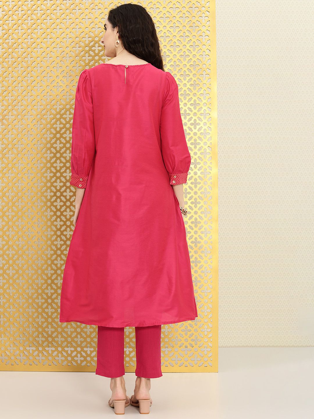 Ode by House of Pataudi Women Fuchsia Pink Solid Rozana Kurta - Distacart
