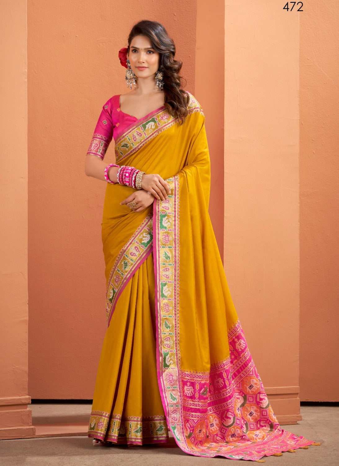 Anaita Yellow Silk Zari Weaving With Classic Patola Saree With Blouse - Distacart