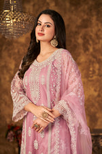 Thumbnail for Monjolika Fashion Light Pink Color Net Embroidered Palazzo Suit