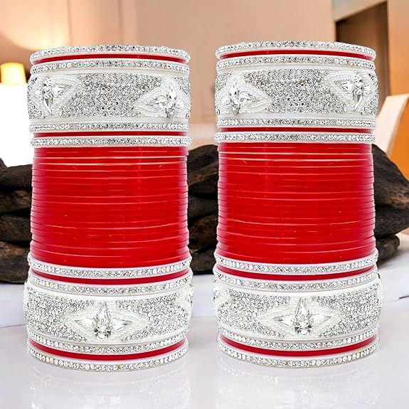 Tehzeeb Creations Designer Red Color Bridal Dulhan Punjabi Choora Wedding Chura, Chuda for Womens & Girls - Distacart