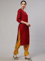 Thumbnail for Aks Mandarin Collar Regular Kurta with Harem Pants - Distacart