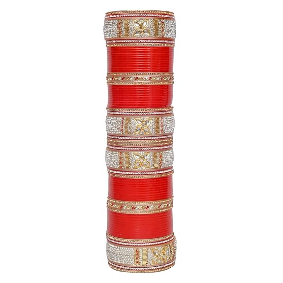 Tehzeeb Creations Bridal Bangle Set Designer Red Color Punjabi Choora Wedding Chura, Chuda for Womens - Distacart