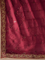 Thumbnail for Indo Era Red Floral Embroidered Regular Kurta with Trousers & Dupatta