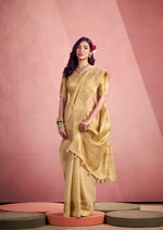 Thumbnail for Anaita Beige Silk Tissue Zari Weaving Work Saree With Blouse Piece - Distacart