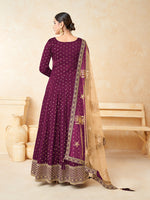 Thumbnail for Monjolika Fashion Purple Color Taffeta Silk Embroidered Anarkali Suit - Distacart