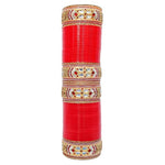 Thumbnail for Tehzeeb Creations Bridal Bangle Set Designer Golden White & Red Stone Chuda Dulhan Wedding Choora Fashion Chura For Women - Distacart
