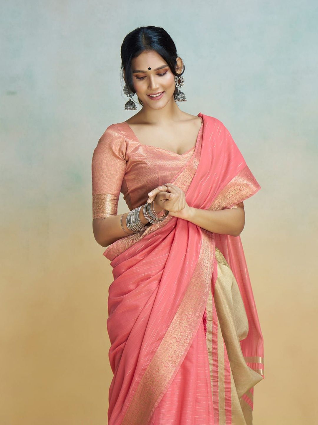 Mitera Zari Pure Cotton Chanderi Saree - Distacart