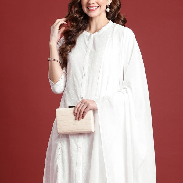 Anouk Women Woven Design Sequinned Pure Cotton Kurta with Trousers & With Dupatta - Distacart