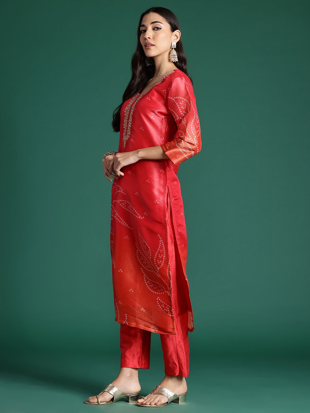 Indo Era Ethnic Motifs Printed Zari Kurta with Trousers & With Dupatta