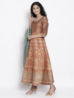 Thumbnail for AURELIA Ethnic Motifs Print Round Neck A-Line Maxi Dress With Dupatta