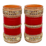 Thumbnail for Tehzeeb Creations Bridal Bangle Set Red Designer Chura Wedding Punjabi Choora Fashion Jewellery Chuda Set for Women - Distacart