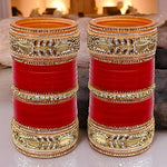 Thumbnail for Tehzeeb Creations Bridal Bangle Set Red Designer Chura Wedding Punjabi Choora Fashion Jewellery Chuda Set for Women - Distacart